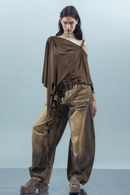 Ruffle Off-Shoulder Tee