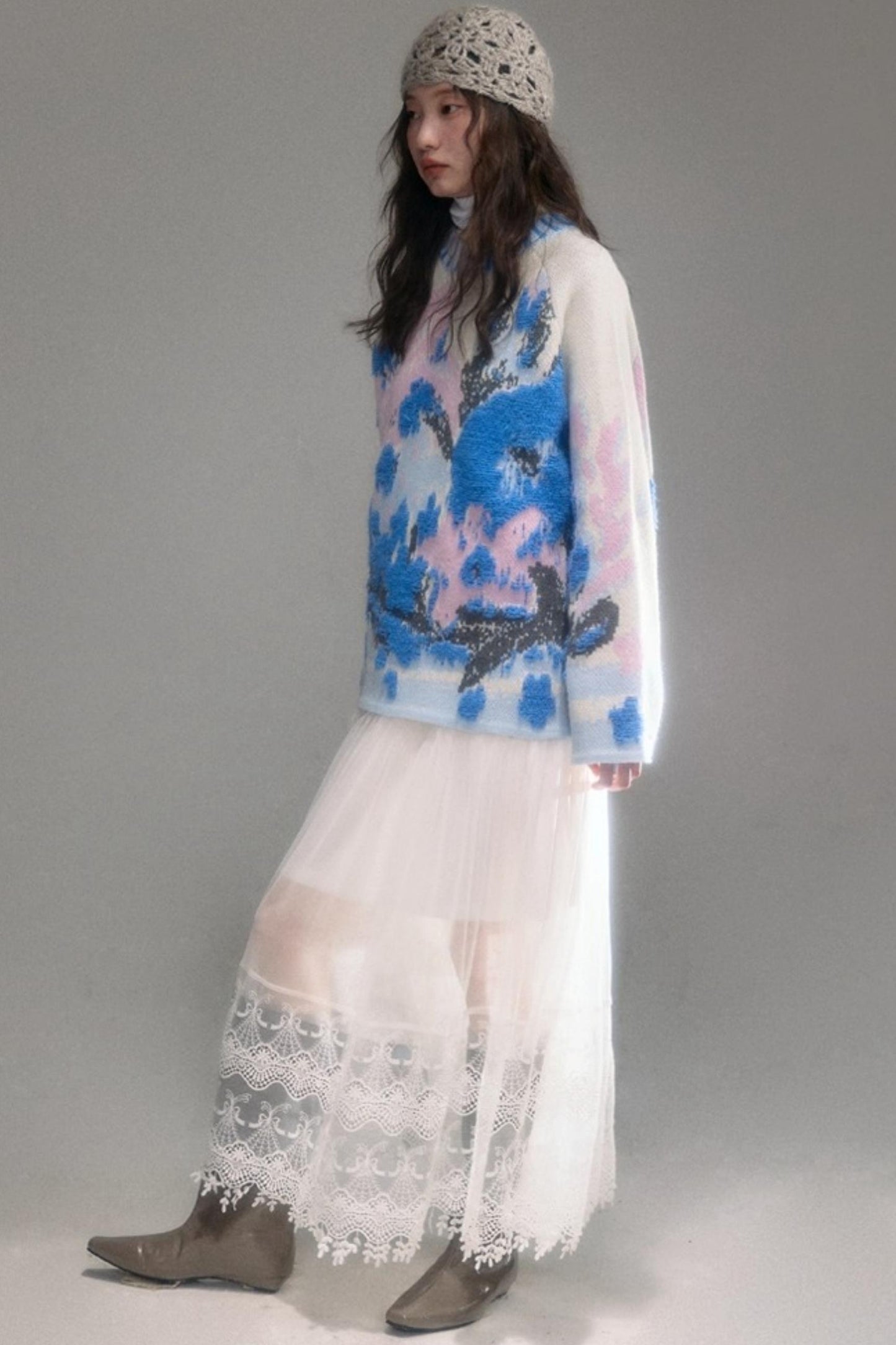 Oil Painting Jacquard Wool Sweater Set-Up