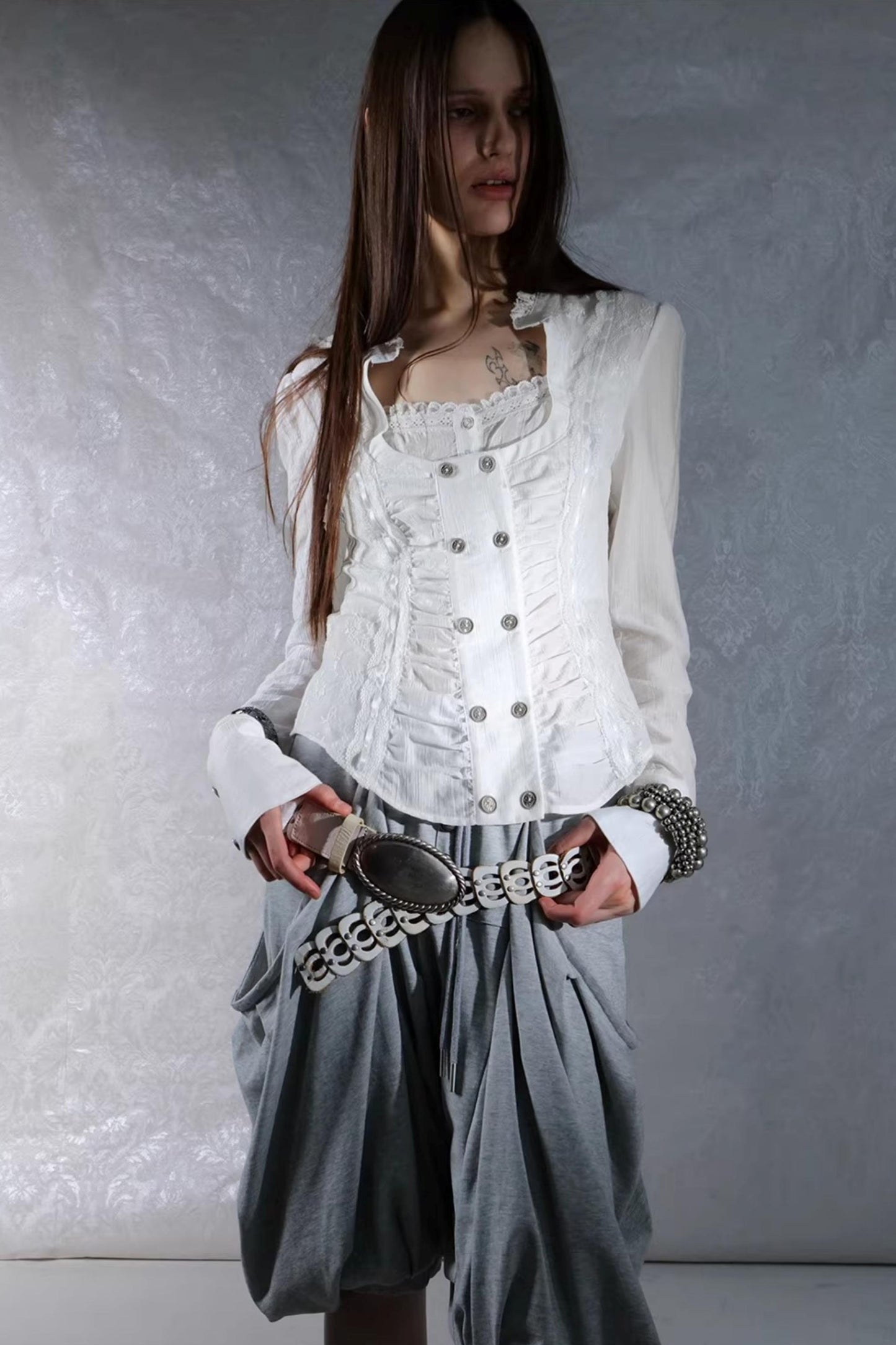 Retro Lace Splicing Shirt