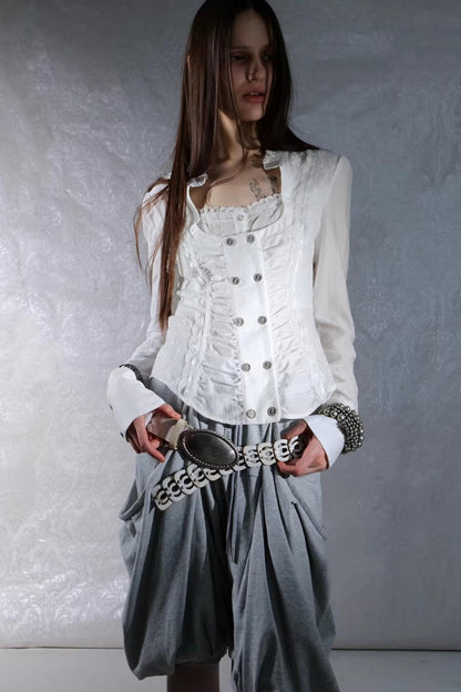 Retro Lace Splicing Shirt