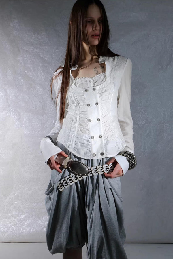 Retro Lace Splicing Shirt