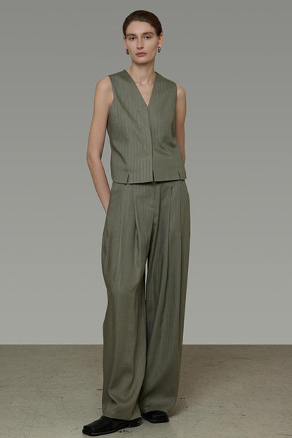 Autumn Draped Loose Vest Skirt Set-Up