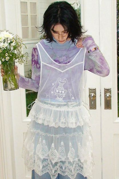 Veil Embroidery Lace Cover Up Dress