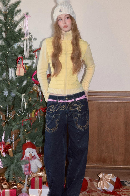 Vintage Embroidered Denim Pants