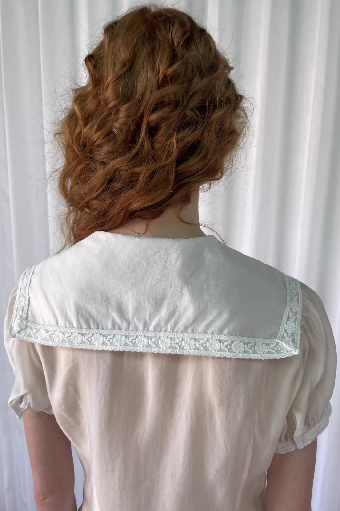 Navy Collar Lace Blouse