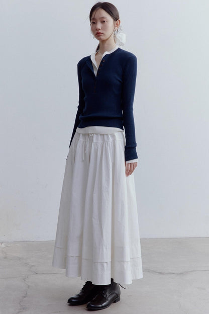 Pure Cotton Layered Shirring Skirt