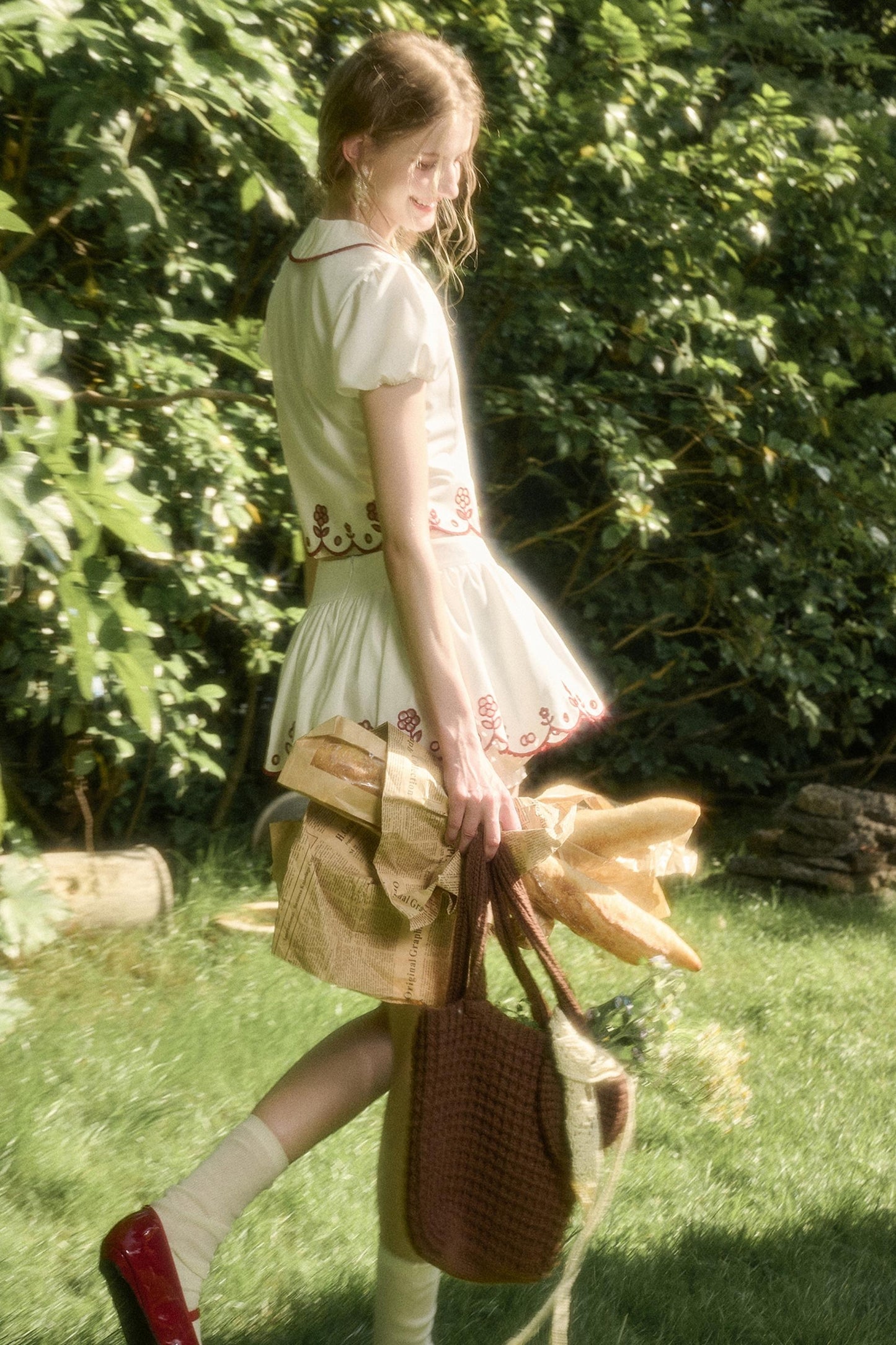 White Lace Shirt Skirt Set-Up