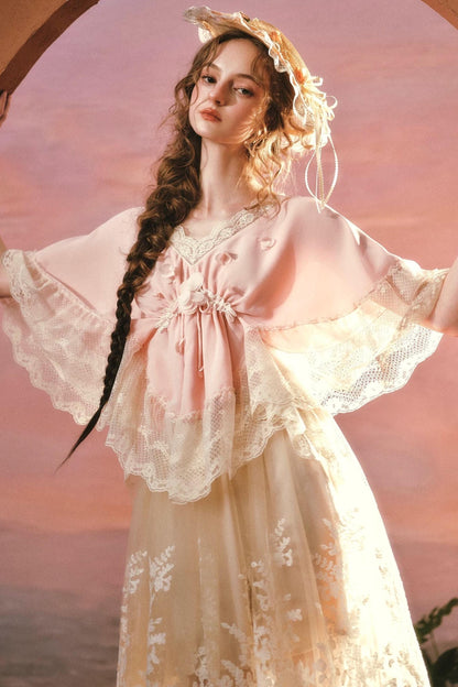 French V-Neck Lace Top