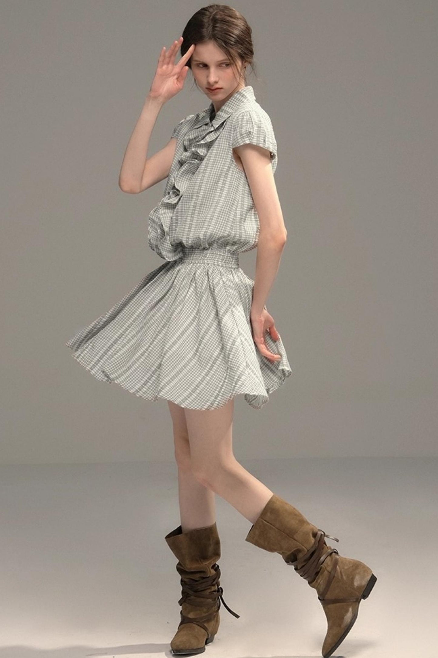 Silver Coral Jacquard Lace Dress