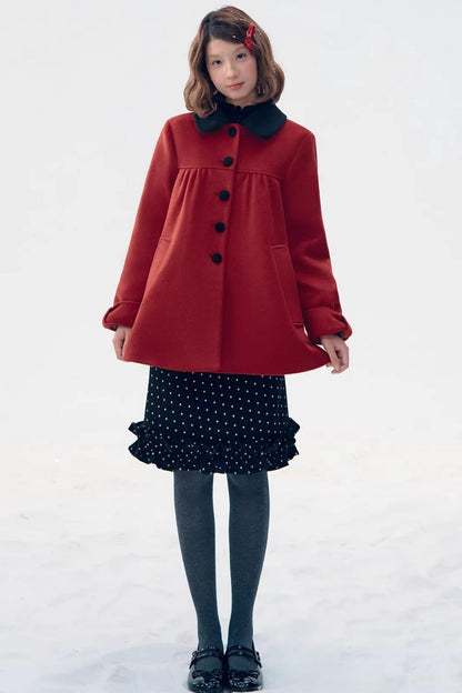 Red Bow Woolen Coat