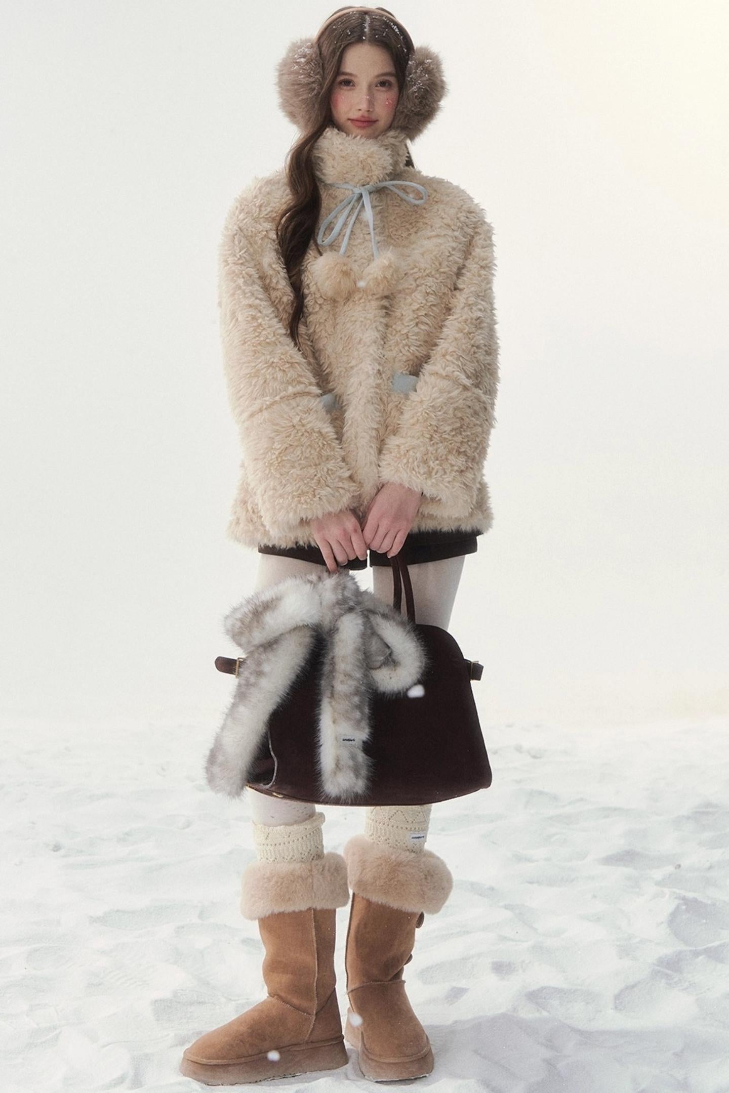 Pink and Blue Reversible Fur Coat