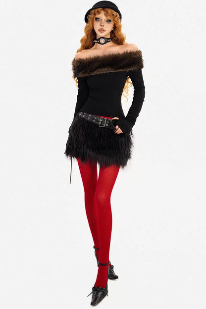 Milk Fur Off-Shoulder Top Set-Up