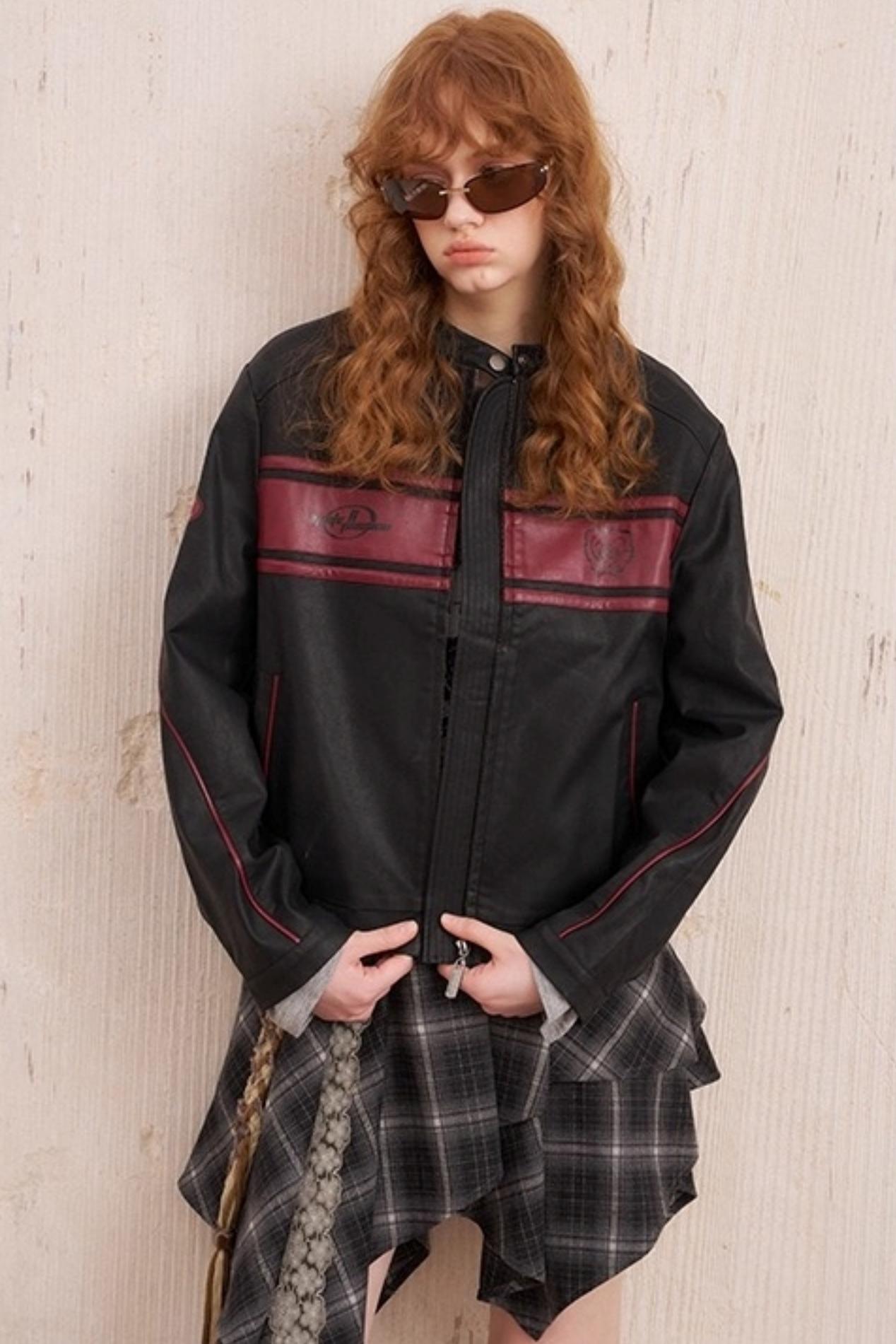 Rose Embroidered Leather Jacket