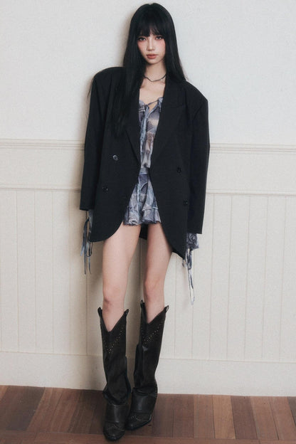 Ruffles Denim Shirt Dress