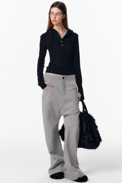 Drawstring Hooded Stretchy Top