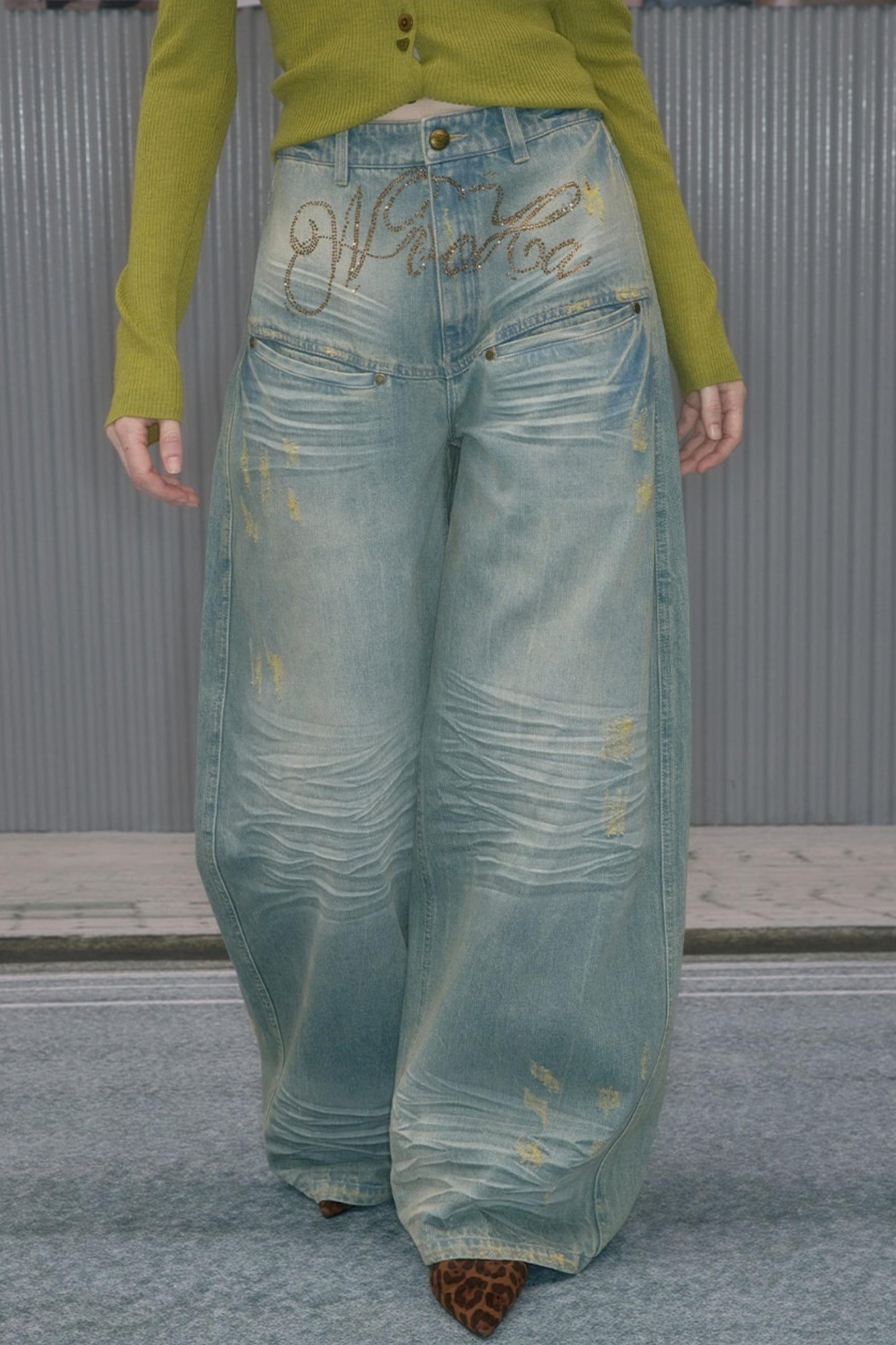 Vintage Washed Rhinestone Jeans