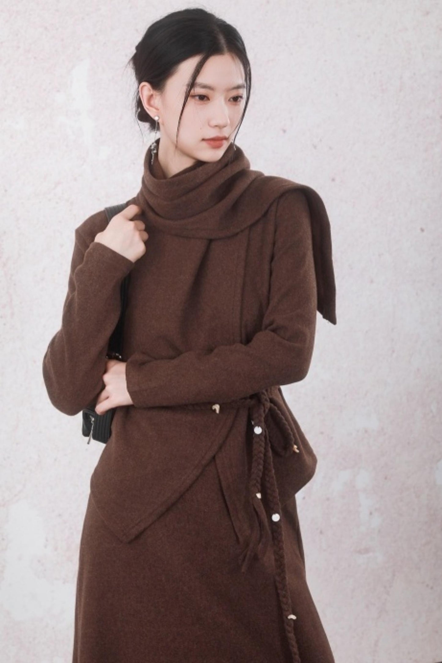 Chestnut Brown Knitted Sweater Set-Up