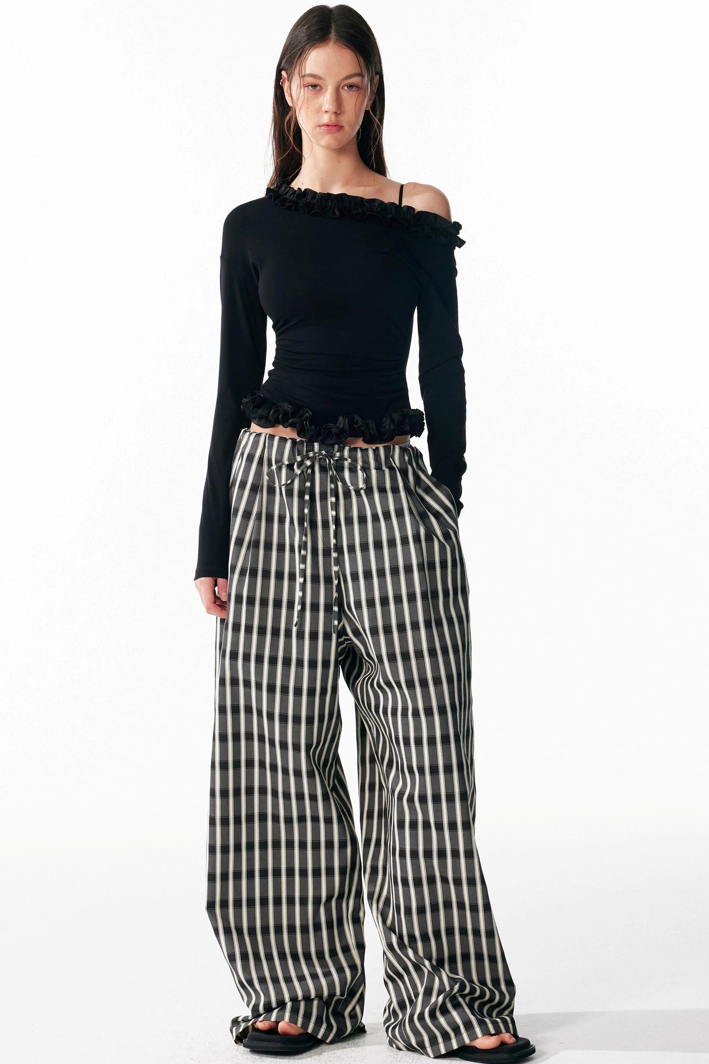 Irregular Lace Waist Slimming Top