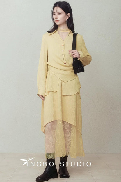 Yellow Patchwork Slip Dress