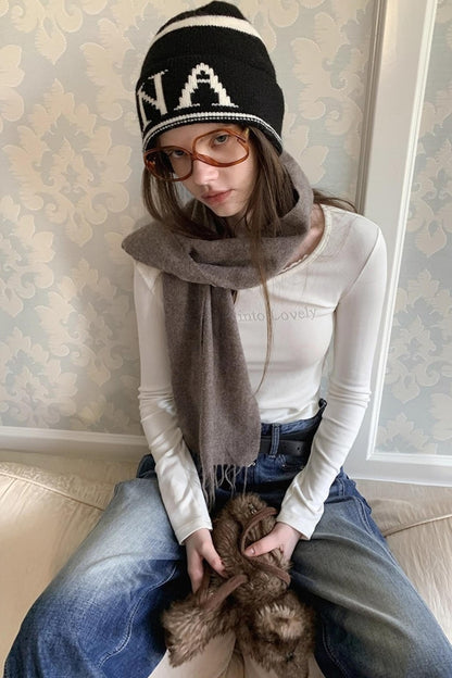 Pearl Rhinestone Wool Top