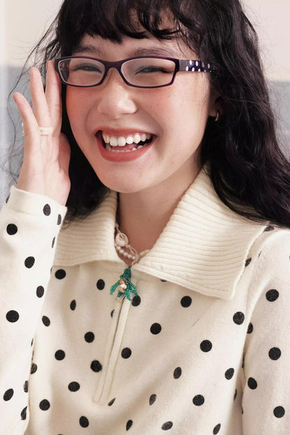 Slim Polka Dot Knit Sweater