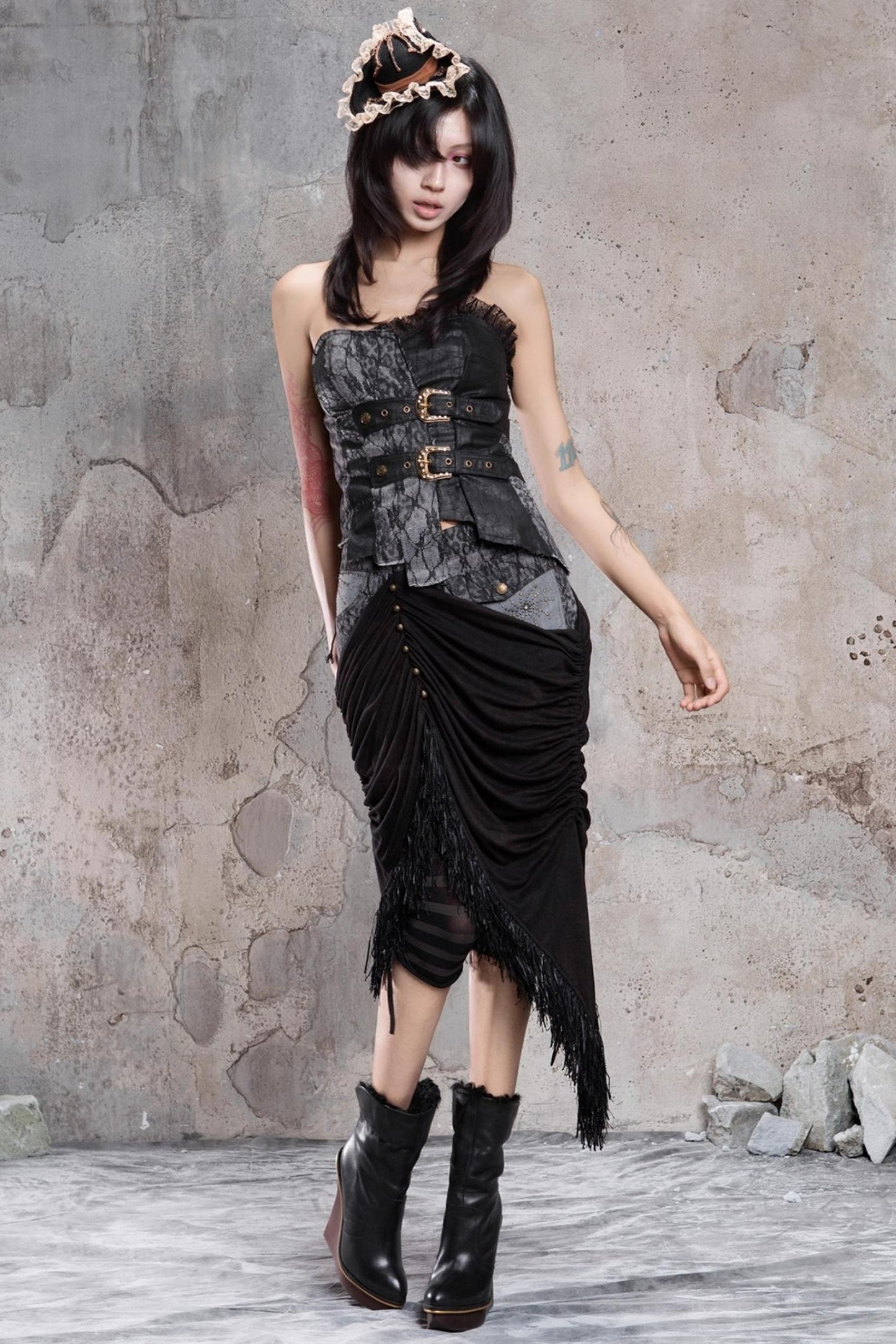 Patchwork Knit Skirt