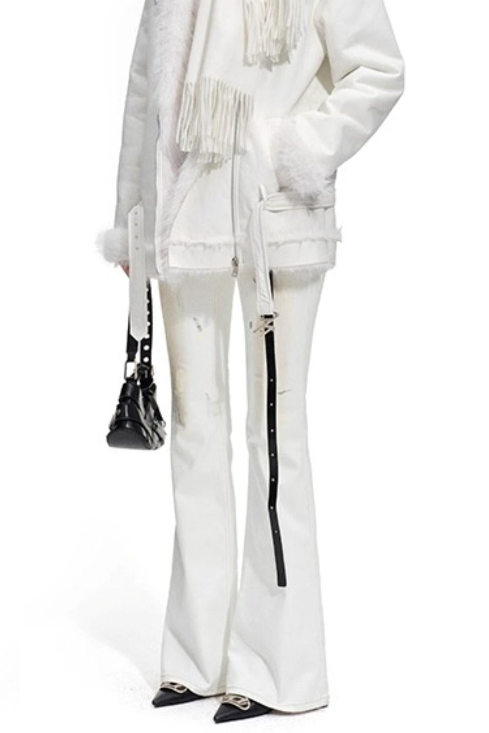 Heavy Washed Denim Stretch Bootcut Pants