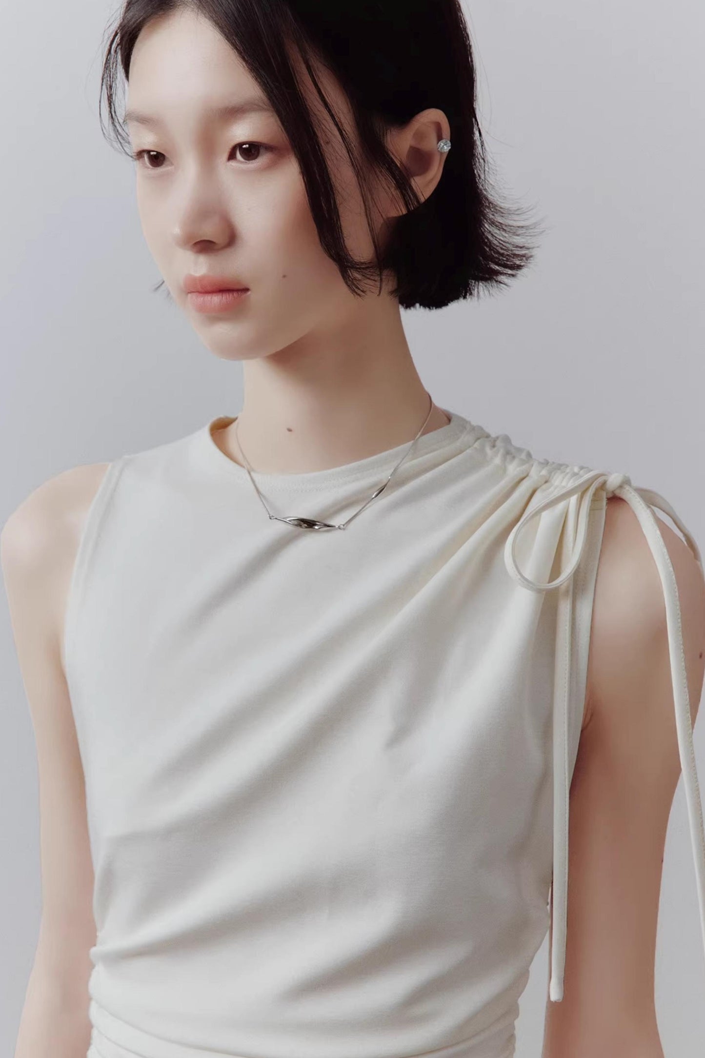 Cloud White Asymmetrical Knitted Dress