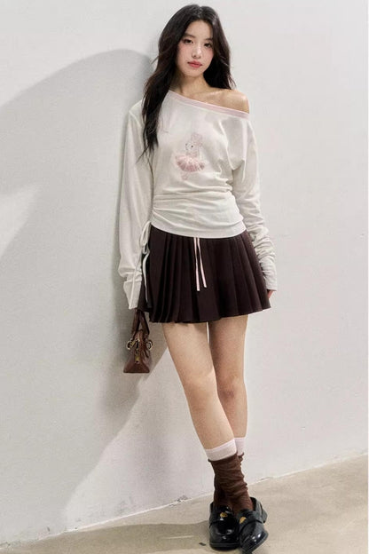 Spliced Waist Collegiate Skirt