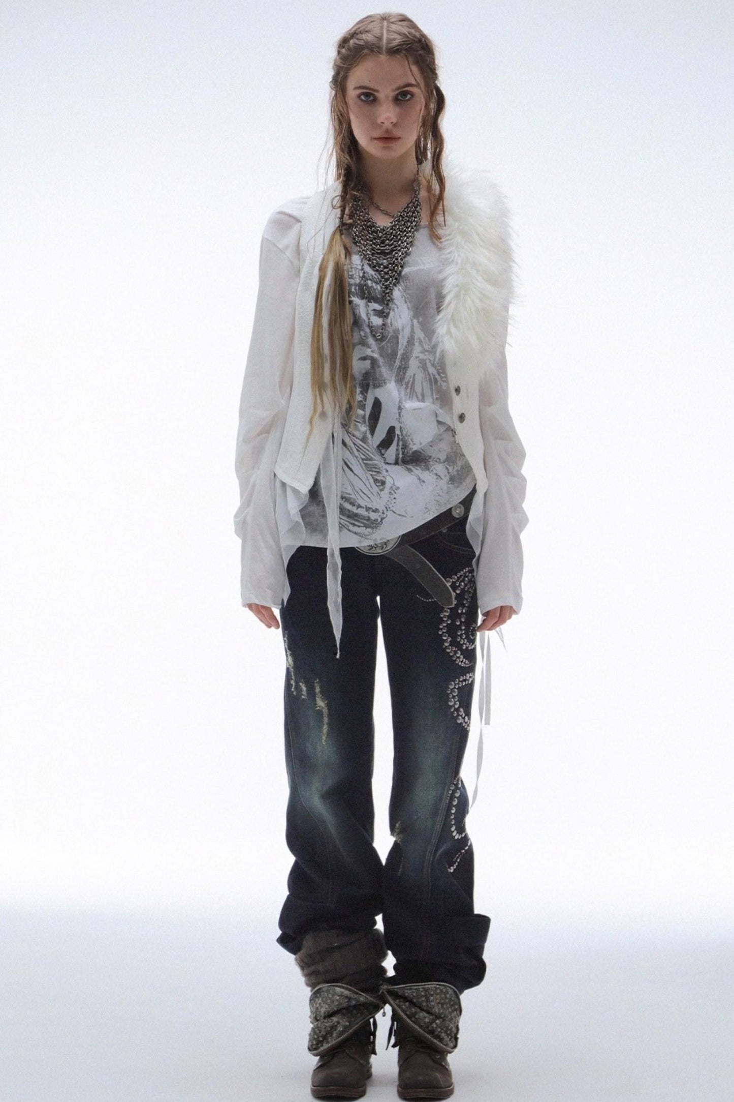 Vintage Straight Bootcut Distressed Jeans