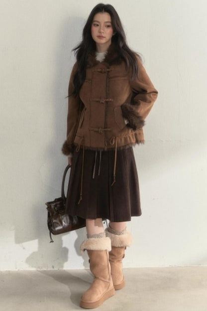 Retro Brown Suede Embroidered Jacket