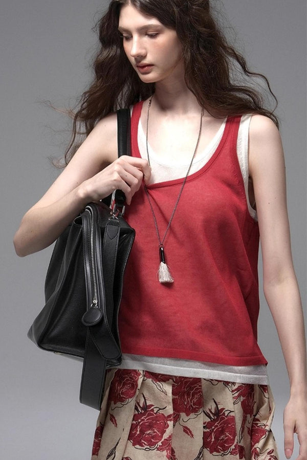 Tri-Color Linen Vest