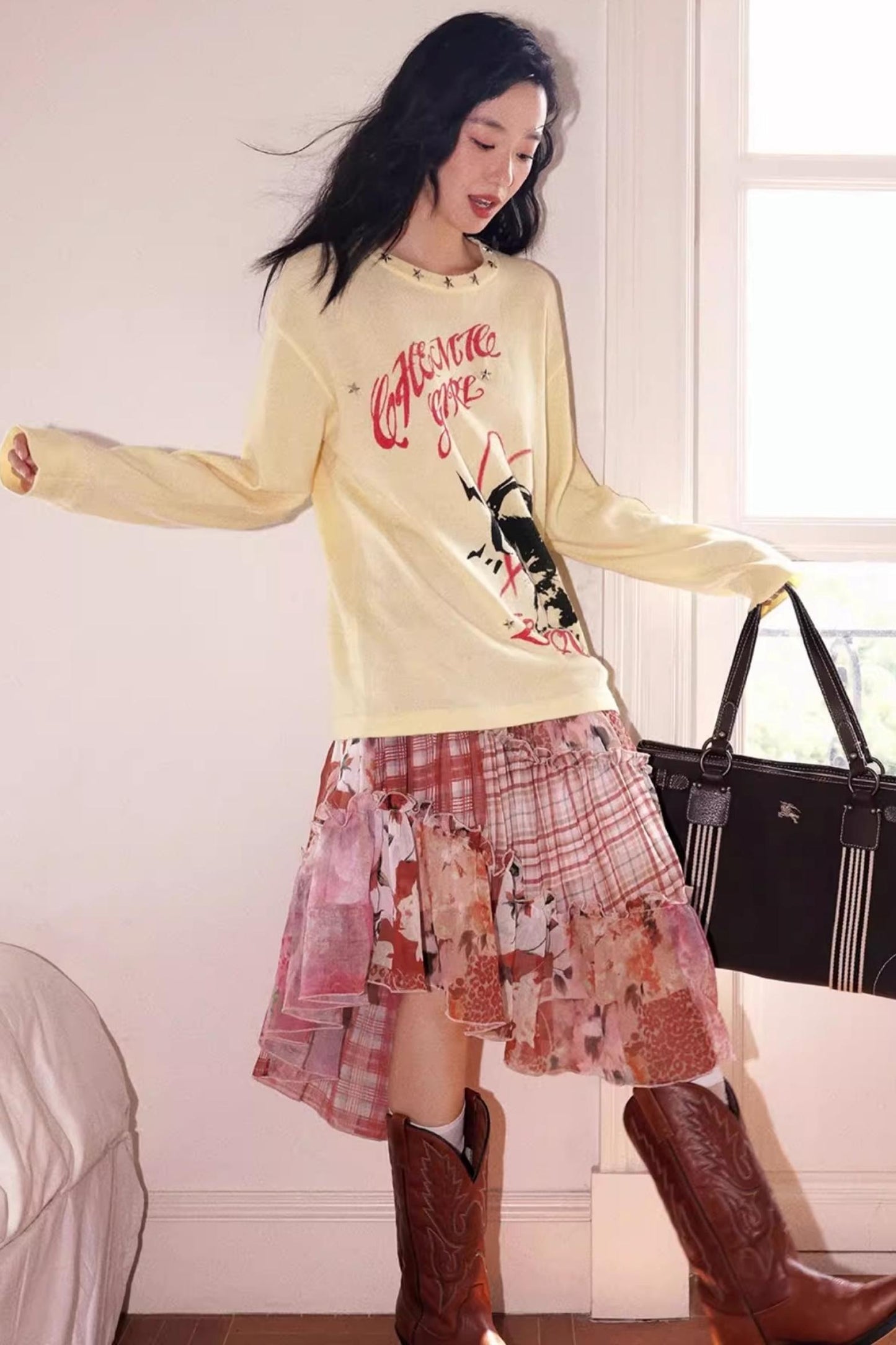 Cake Plaid Print Skirt