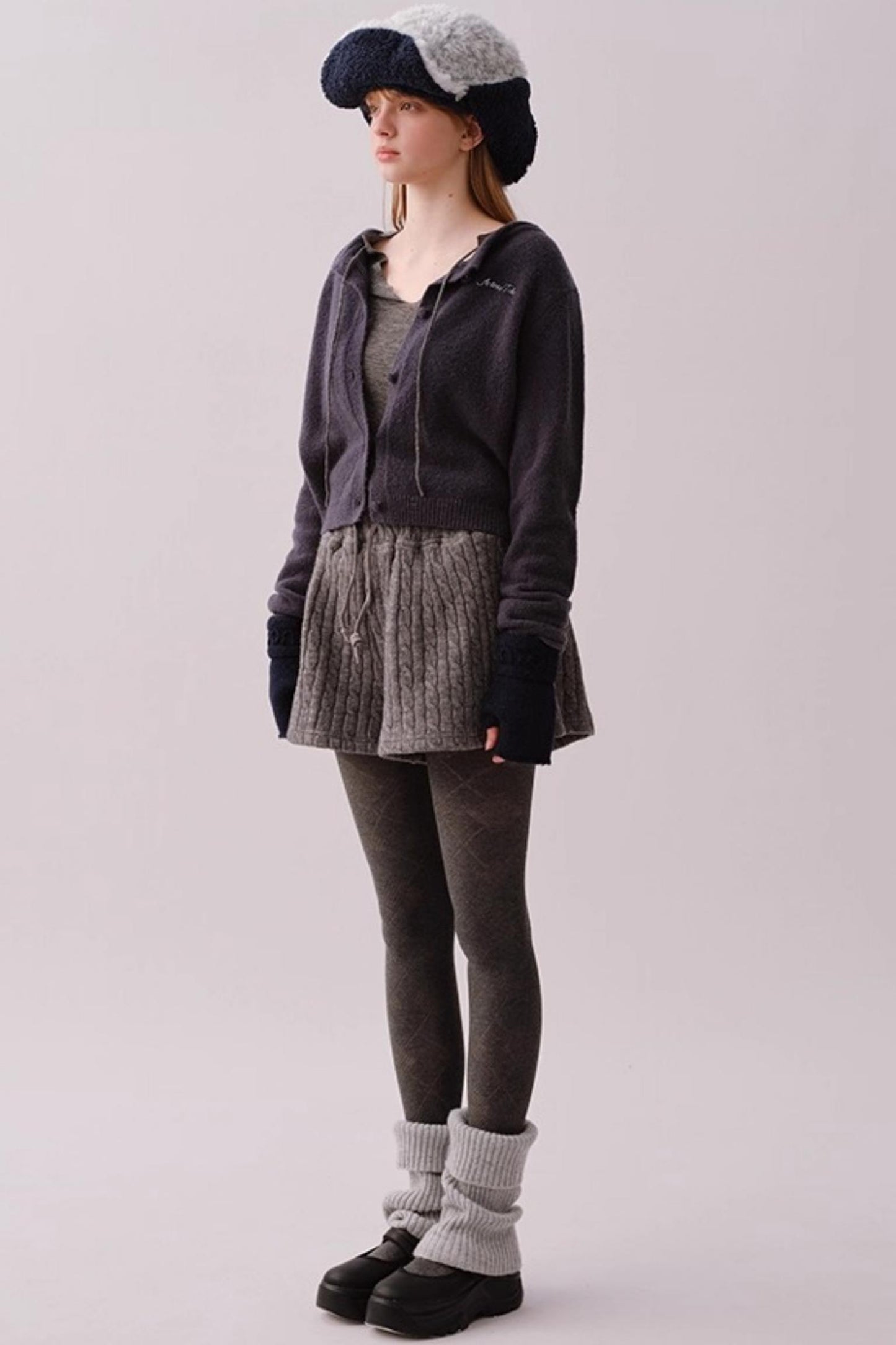 Knitted Twist Pattern Skirt Pants