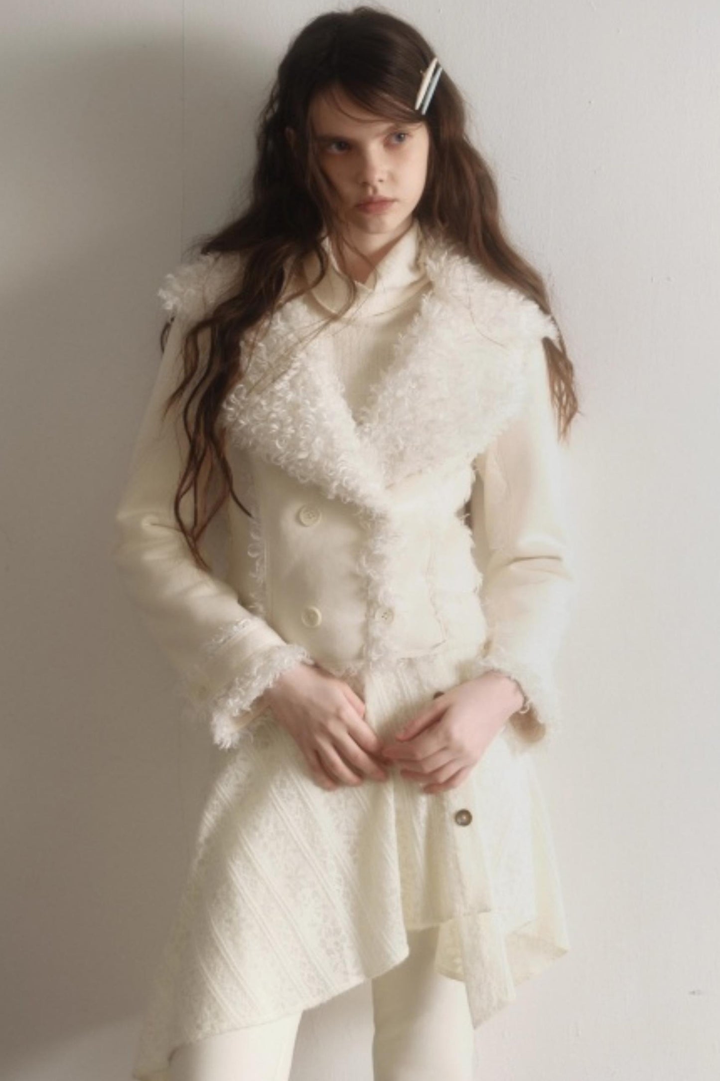 Suede Woolen Fishtail Suit Set-Up