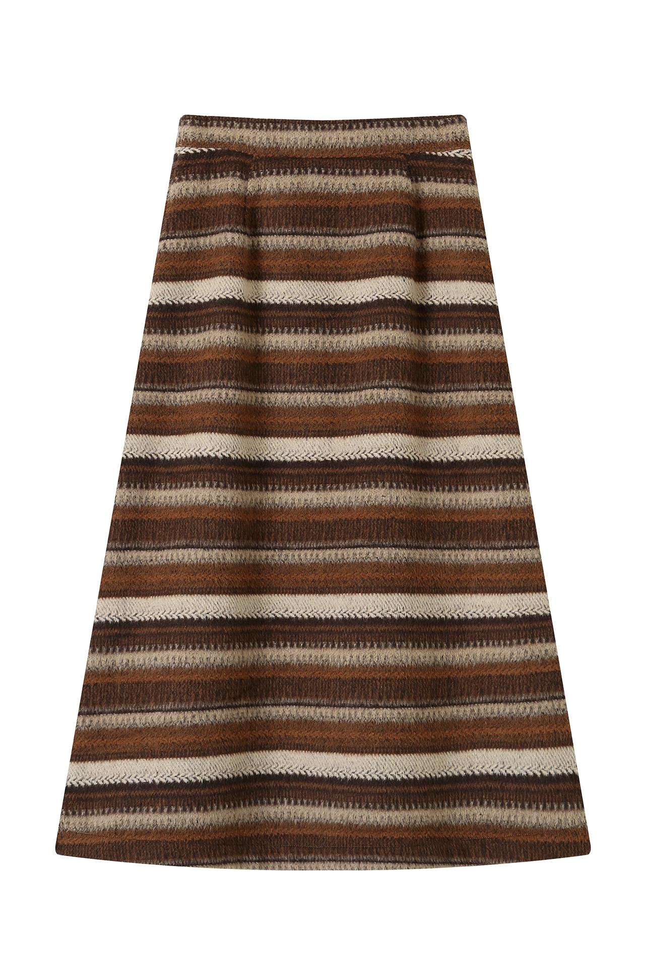 Retro Striped Wool A-Line Skirt