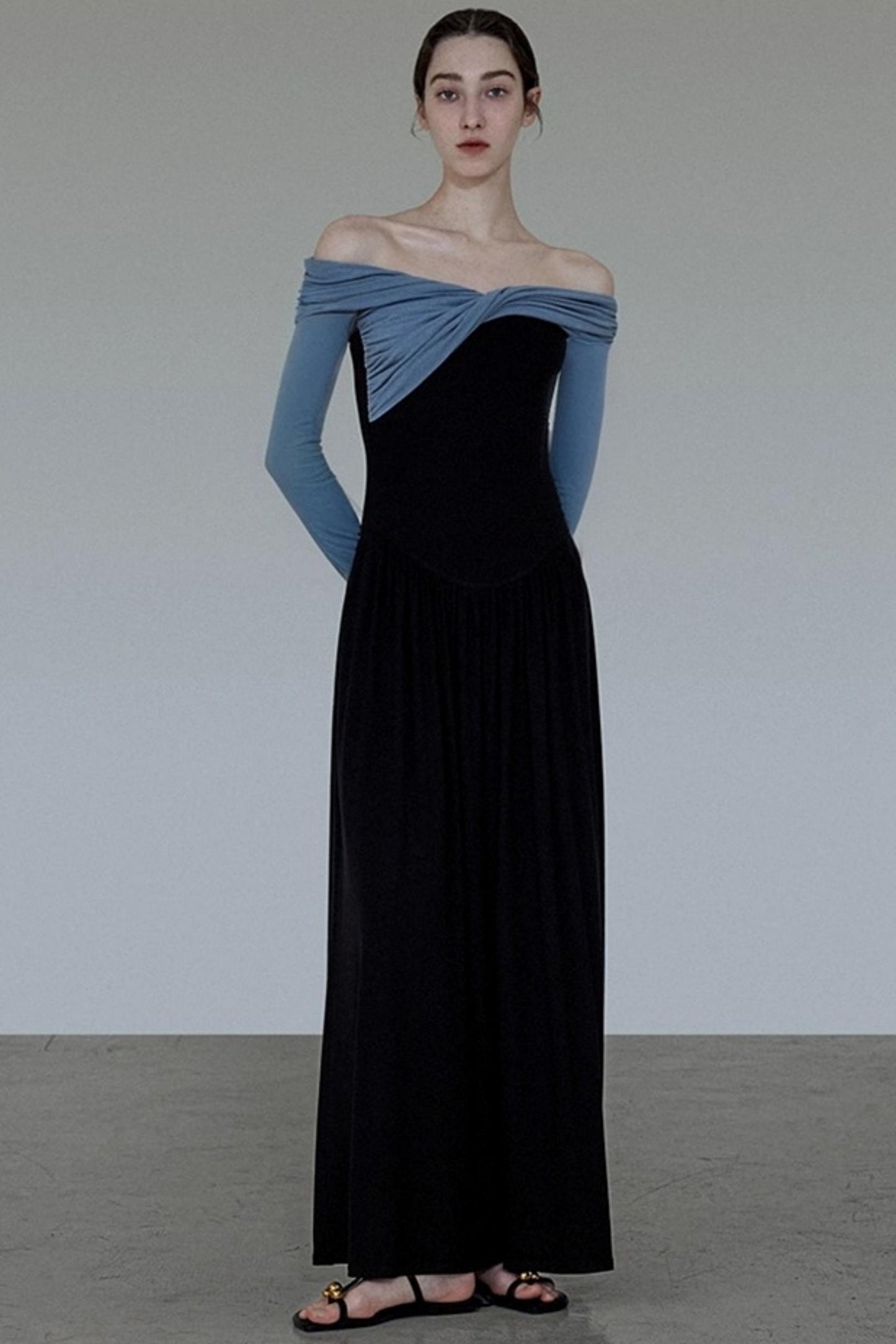 French Autumn One-Shoulder Knitted Dress