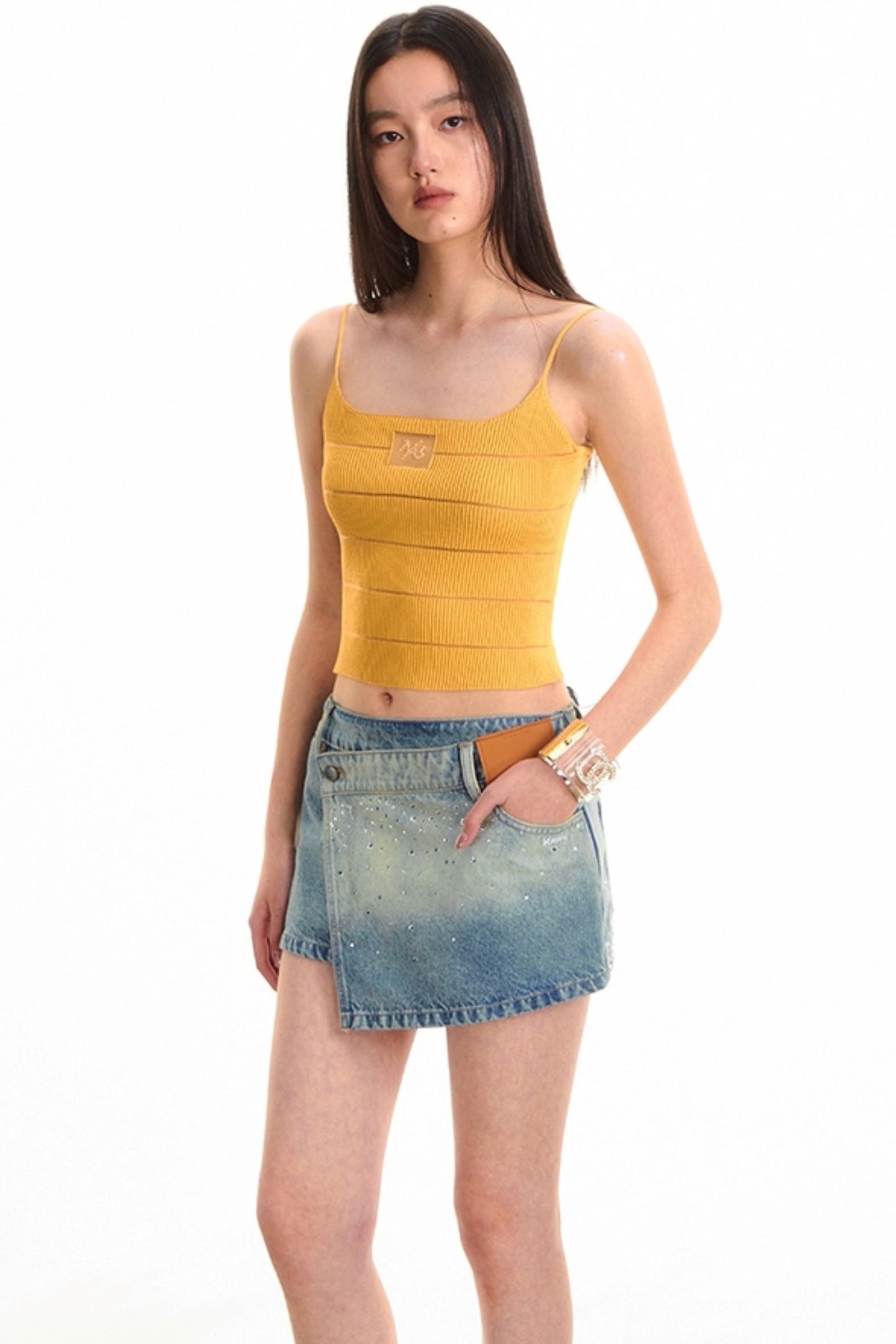 Origami Denim A-line Skirt