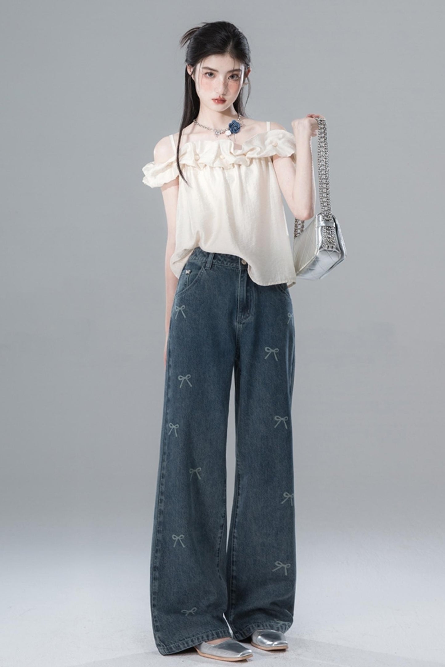 Sea Blue Bow Tie Jeans