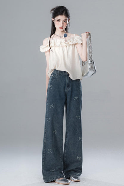 Sea Blue Bow Tie Jeans