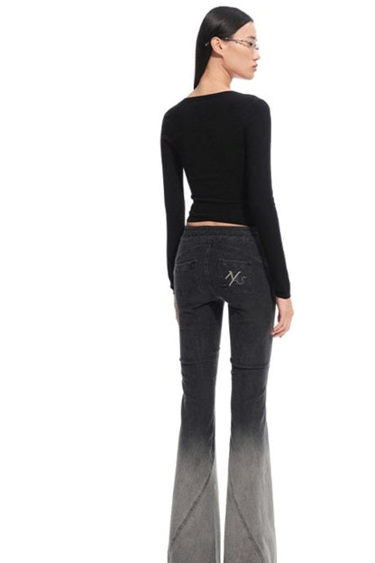 Blue Silk Asymmetrical Knit Top