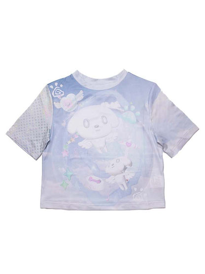 Y2K "Dbao" Angel Puppy Electronic World Short Sleeve Tee