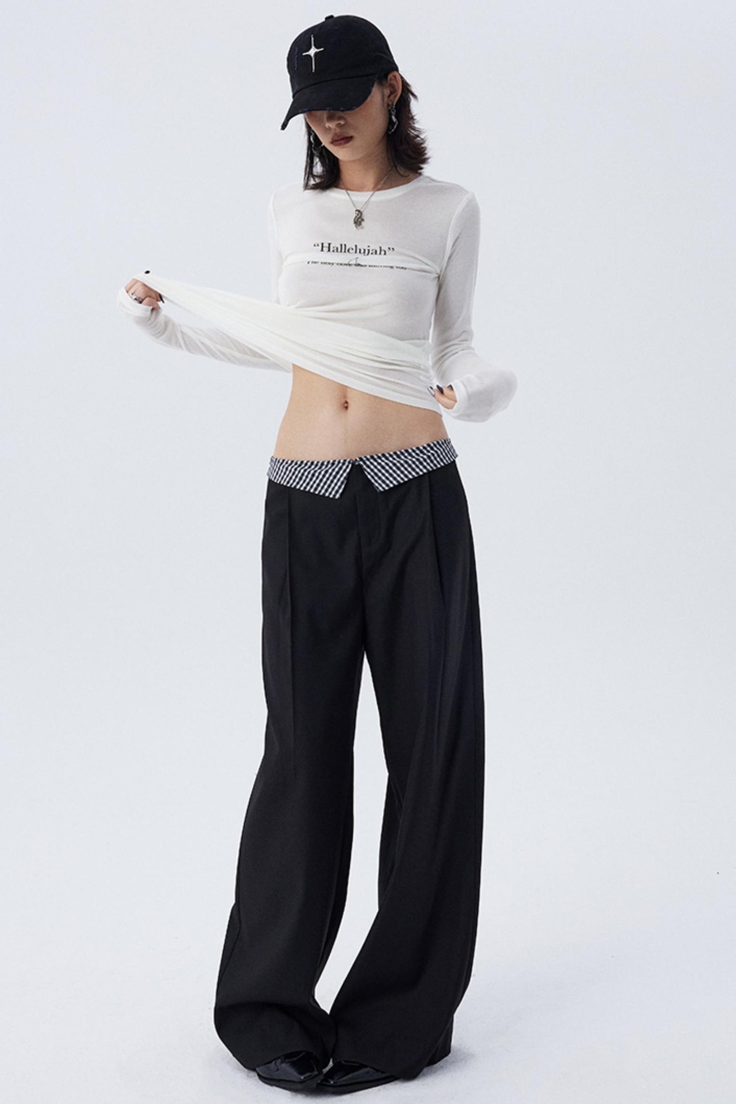 Schmales, bedrucktes Baselayer-Top mit Schleife