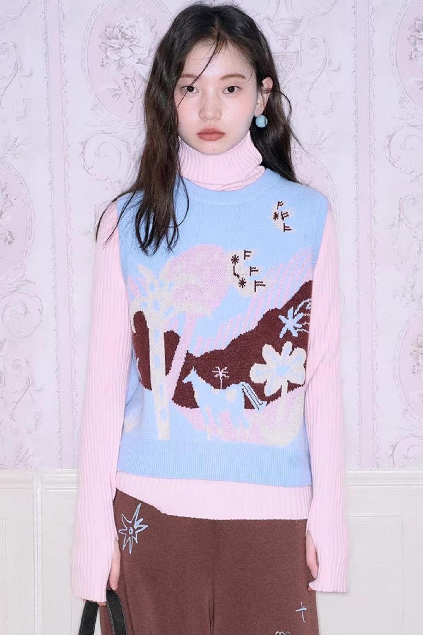 Color-Block Pony Knit Vest