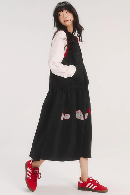 Contrast Patch Embroidery Sleeveless Dress