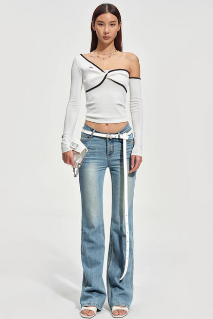 Sculpted Off-Shoulder Knit Top