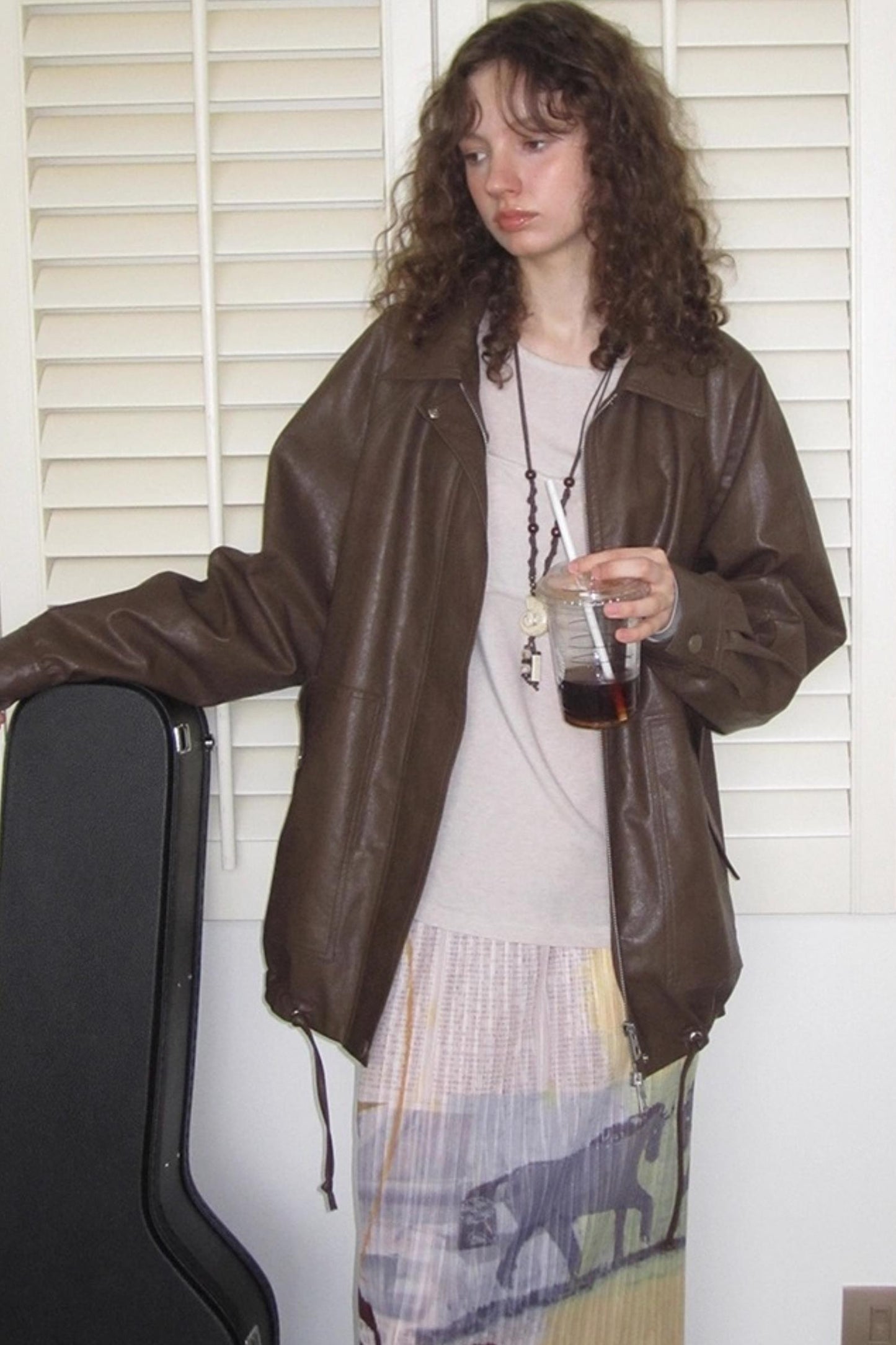 Vintage Matte Coffee Leather Jacket