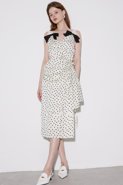 Floral V-Neck Polka Dot Dress