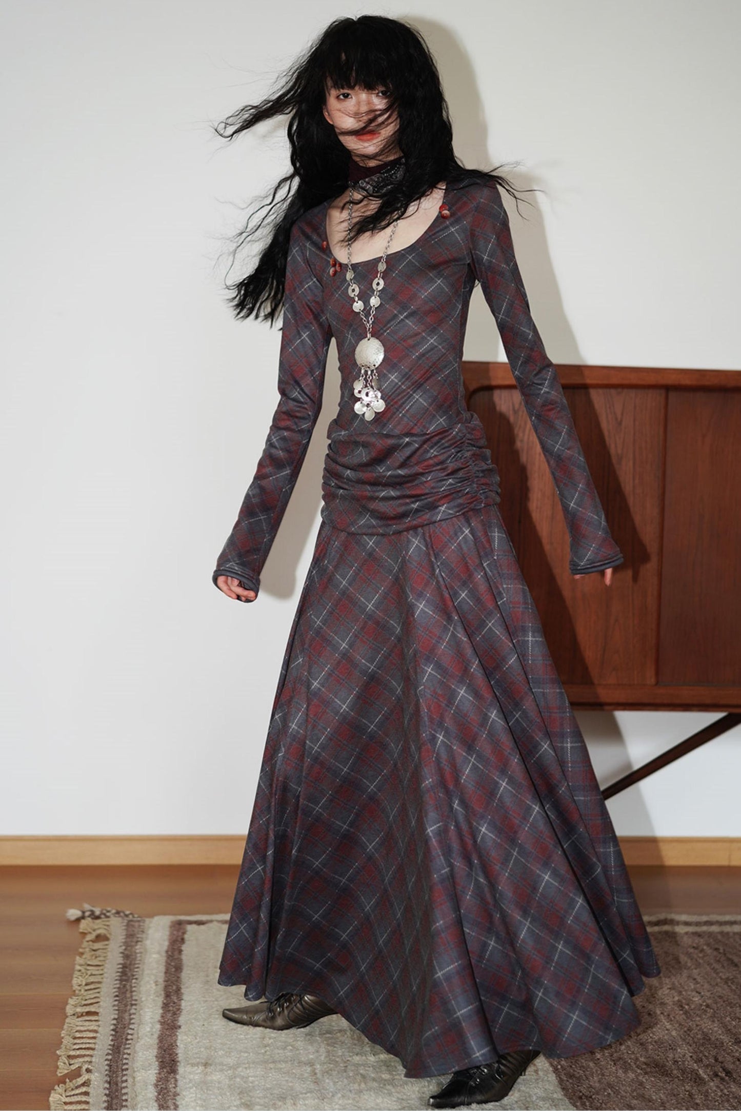 Vintage Check Slim Dress