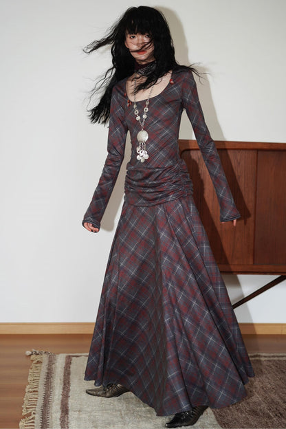 Vintage Check Slim Dress